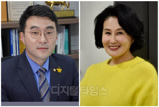 김남국(왼쪽) 더불어민주당 의원과 전여옥 전 국회의원. <디지털타임스 DB>